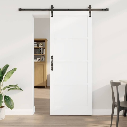 vidaXL skyvedør med utstyrsett hvit 86x211 cm solid tre furu