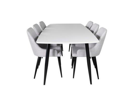 Venture Design Polar & Plaza spisegruppe Hvit/grå 6 st stoler & bord 240 x 100 cm