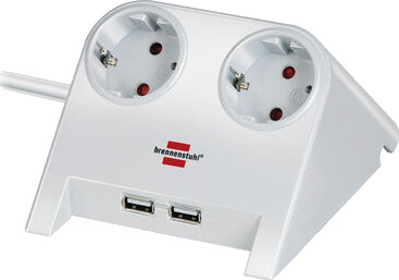 Brennenstuhl Desktop Power Strømskinne med 2x USB-lader Hvit 1.8m Brennenstuhl Desktop Power Strømskinne med 2x USB-lader Hvit 1.8m