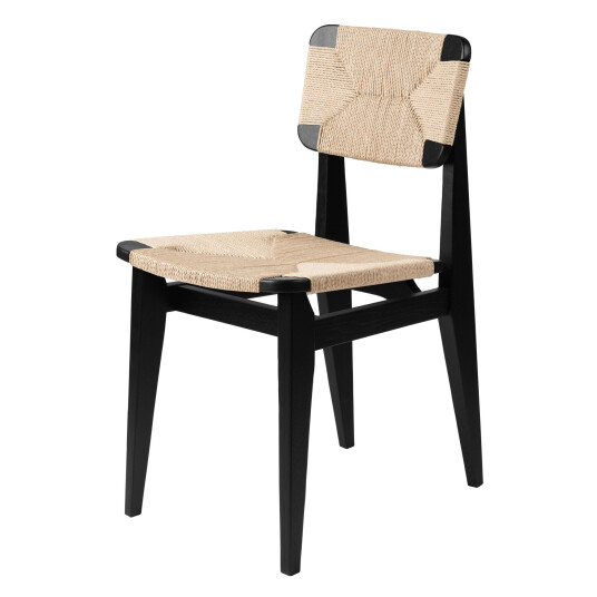 Gubi C-Chair Dining Chair Paper Cord Black Oak