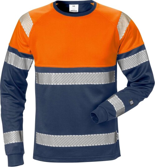 Fristads T-Shirt Lång Ärm 7519 Thv Klass 1 Varselorange/marinblå L