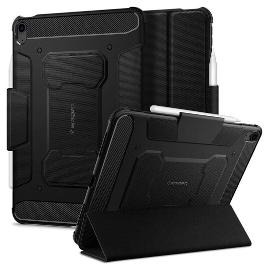 Spigen iPad Air (2022/2020) Spigen Rugged Armor Pro Deksel m. Apple Pencil Holder - Sort Spigen iPad Air (2022/2020) Spigen Rugged Armor Pro Deksel m. Apple Pencil Holder - Sort