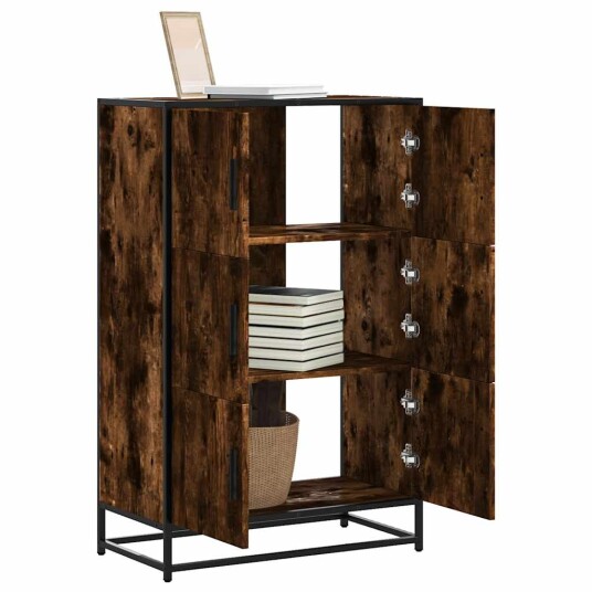 Highboard røkt eik 68x35x106,5 cm konstruert tre og metall 8721102841309 Highboard røkt eik 68x35x106,5 cm konstruert tre og metall 8721102841309