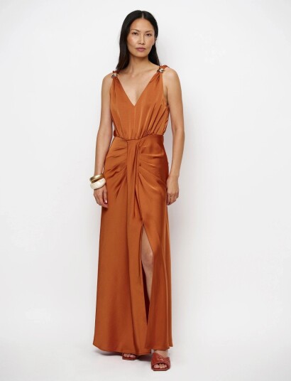 Dante6 Dante6 Marcia Satin Maxi Dress Orange 34