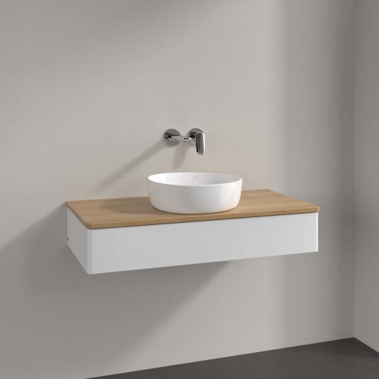 Villeroy & Boch Antao Servantskap med 1 skuff 100x50x19 cm m/lys Hvit Blank/Eik Villeroy & Boch Antao Servantskap med 1 skuff 100x50x19 cm m/lys Hvit Blank/Eik