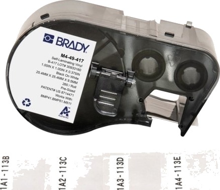 Brady M4-49-417, Sort, Hvit, Selvklebende Skriveretikett, Vinyl, Trermisk Overføring, Akryl, Permanent