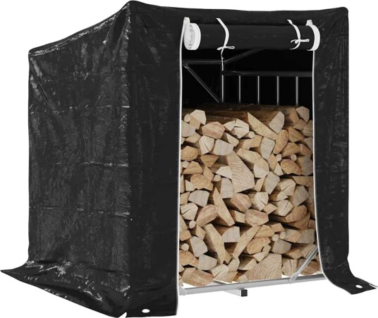 Vedstativ med regntrekk 100,5x80,5x110,5 cm galvanisert stål