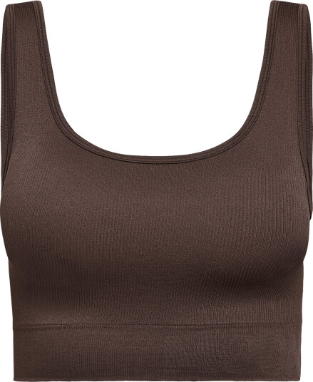 Moonchild Yoga Wear Soft Rib Seamless Crop Top   Brown   M