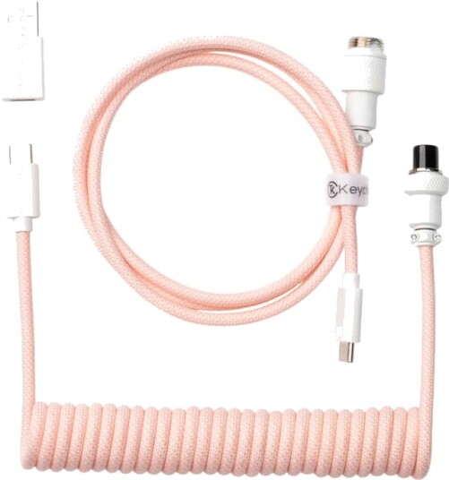Keychron Custom Coiled Aviator 8K USB kabel lys rosa Keychron Custom Coiled Aviator 8K USB kabel lys rosa