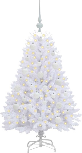 Kunstig sammensatt juletre med 150 LED Hvit 120 cm PVC og Stål