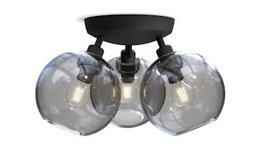 Gloria Plafond 33 cm Svart struktur/Røykfarget glass Gloria Plafond 33 cm Svart struktur/Røykfarget glass