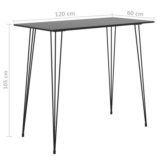 vidaXL Barbord svart 120x60x105 cm