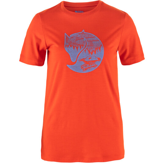 Fjellreven Women's Abisko Wool Fox SS Flame Orange-Ultramarine XS, Flame Orange-Ultramarine