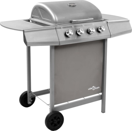 Gassgrill med 4 brennere sølv Silver