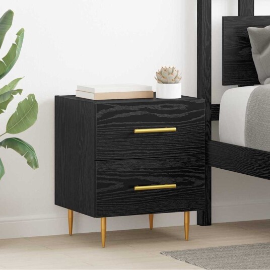  Nattbordskap Svart Eik 40 x 35 x 47,5 cm Konstruert tre