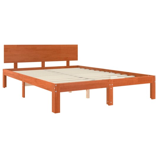 Sengestamme med hodegjerde Vokset Brun 135 x 190 cm Massiv furu Sengestamme med hodegjerde Vokset Brun 135 x 190 cm Massiv furu