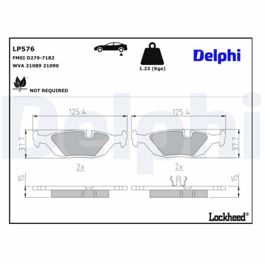 Bremseklosser sett DELPHI LP576 Bremseklosser sett DELPHI LP576