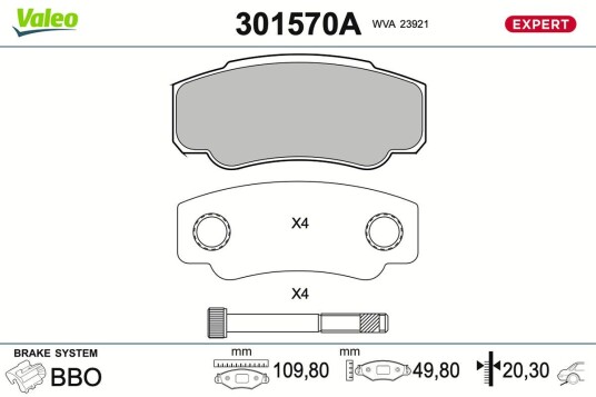 Bremseklosser VALEO 301570A