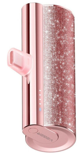Veger Powerbank Veger Powerbank 5000 Mah Med Innebygd Lightning Pd Qc3.0-Kontakt 2,4A 12W Plugon (W0573p) Rosa
