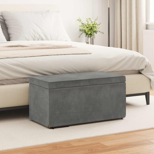 vidaXL Håndverk Mørkegrå 81 x 41 x 40 cm Fløyel og konstruert tre