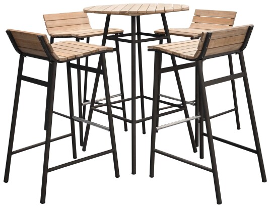 Venture Design Mexico bargruppe Svart/natur 4 stoler och bord 64 cm Natur