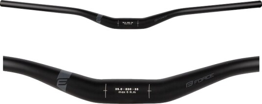 FORCE TEAM styre til MTB rised 35,0/800mm aluminium matt sort