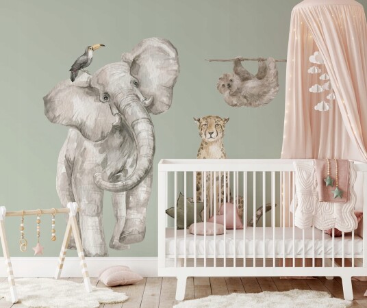 Veggklistremerke Elefant og Gepard