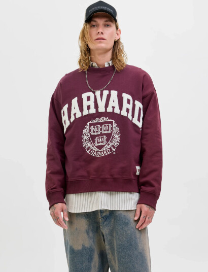 Jack & Jones Jorharvard Sweat C.n Styd Ss25 - Burgundy - M Jack & Jones Jorharvard Sweat C.n Styd Ss25 - Burgundy - M