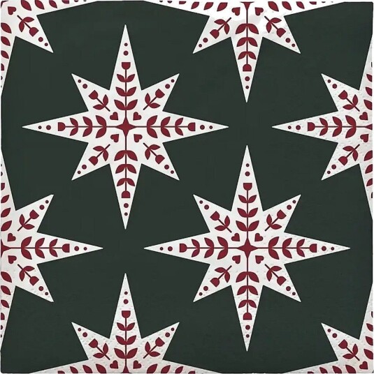 Broste Copenhagen Saga Paper Napkin - DARK GREEN/BURGUNDY - 33X33 cm