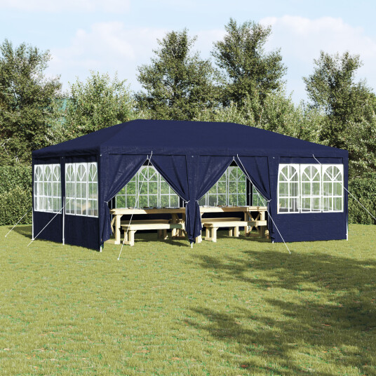 vidaXL Partytelt Blå og hvit 600 x 400 x 266 cm Polyester og stål