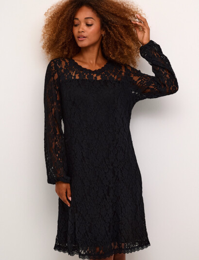 Cream Crkit Lace Ls Dress Zally Fit Black S Cream Crkit Lace Ls Dress Zally Fit Black S