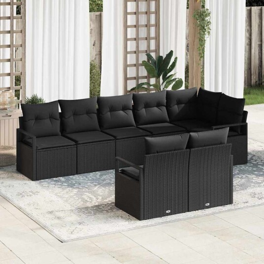 vidaXL Hagesofa Set 8 stk. Svart polyrotting vidaXL Hagesofa Set 8 stk. Svart polyrotting