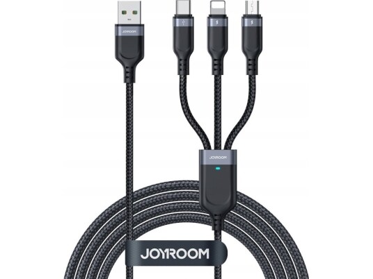 Joyroom S-A18 3-i-1 USB-kabel 1,2 m - Lightning, USB-C, Micro USB - Svart Joyroom S-A18 3-i-1 USB-kabel 1,2 m - Lightning, USB-C, Micro USB - Svart