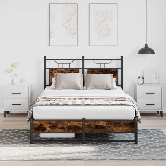 Sengeramme uten madrass røkt eik 120x190 cm konstruert tre 4106905