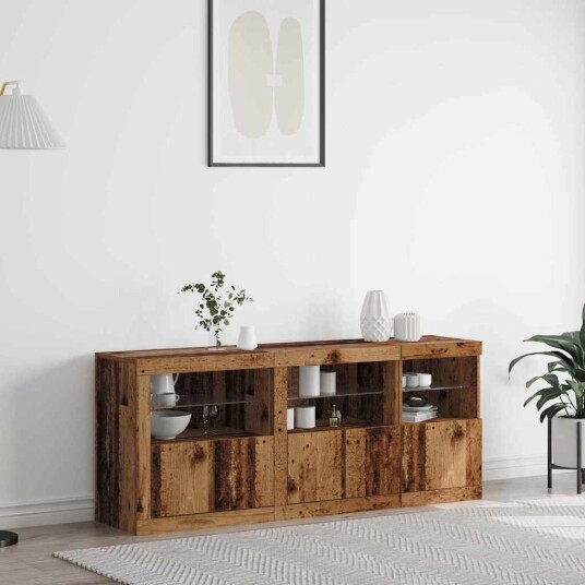 sideboard med LED lamper gammelt tre 162x37x67 cm konstruert tre sideboard med LED lamper gammelt tre 162x37x67 cm konstruert tre