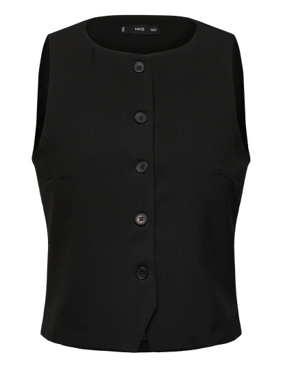 Mango Suit Waistcoat With Buttons Black S