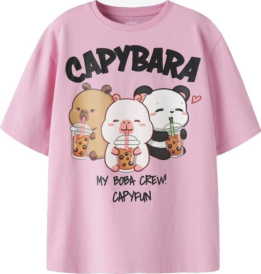 Name it - T-skjorte Nkfsylla Capybara Ss Nreg Top Box S - Rosa