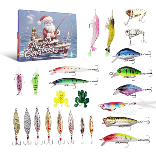 Adventskalender 2024 for menn, sett med 24 agn, julekalender 2024, fiske-adventskalender for voksne