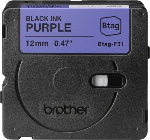 Brother Btag F31   Sort På Purpur   Rull 1,2 Cm X 4 M 1 KassettEr Hengeboks   Merketape