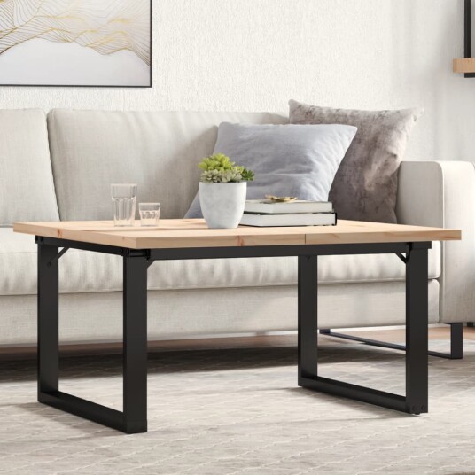 Salongbord O-ramme 90x90x45,5 cm heltre furu og støpejern 3282731
