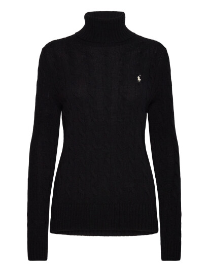 Polo Ralph Lauren Wool-Cashmere Cable Turtleneck Sweater - Black - XS