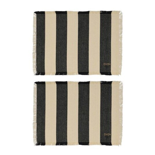 OYOY Toppu bordbrikke 48x36 cm 2 stk black/offwhite
