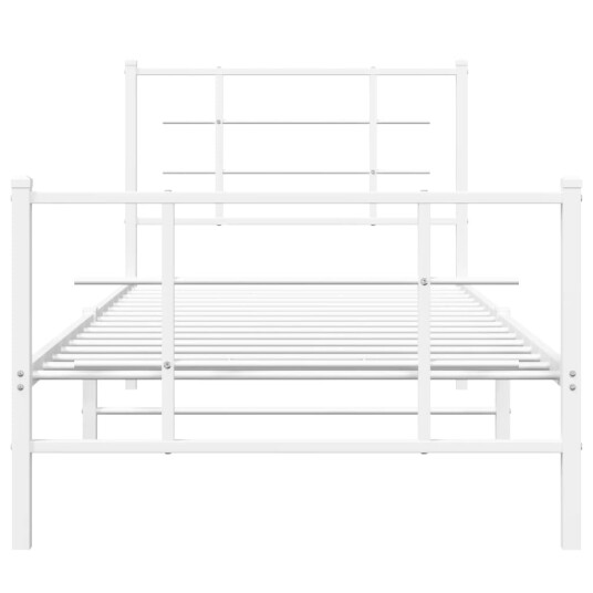 vidaXL Sengeramme i metall med hode- og fotgavl hvit 90x200 cm 8721012304208