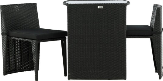 Venture Design Savanna kafésett Grå 2 stoler & bord 50x66 cm Svart