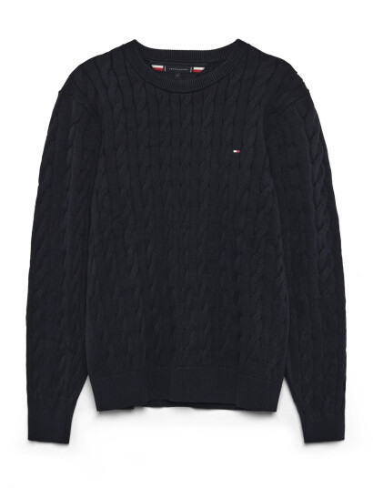 Tommy Hilfiger Classic Cotton Cable Crew Neck - Navy - S