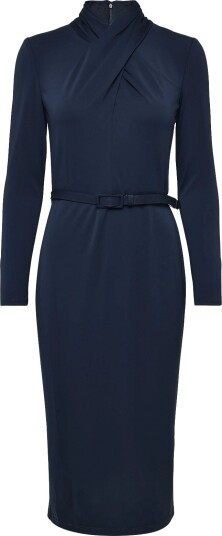Lauren Ralph Lauren Belted Mockneck Jersey Dress LAUREN NAVY 38 Lauren Ralph Lauren Belted Mockneck Jersey Dress LAUREN NAVY 38
