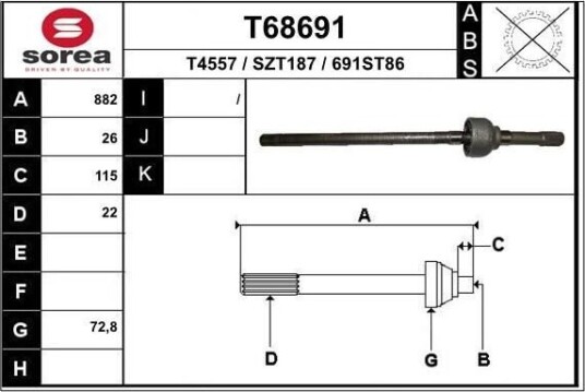 EAI T68691 Drivaksel EAI T68691 Drivaksel