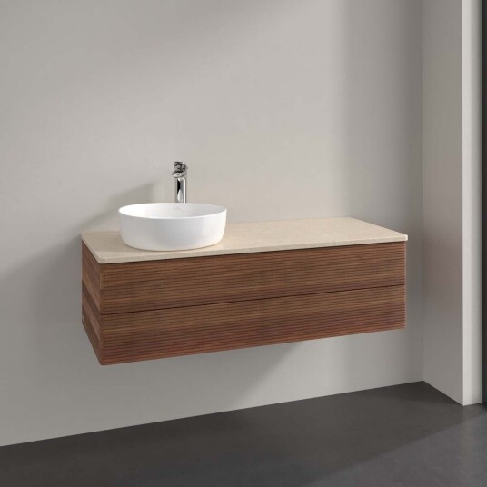 Villeroy & Boch Antao Servantskap med 2 skuffer 120x50x36 cm u/lys Valnøtt/Crème Villeroy & Boch Antao Servantskap med 2 skuffer 120x50x36 cm u/lys Valnøtt/Crème