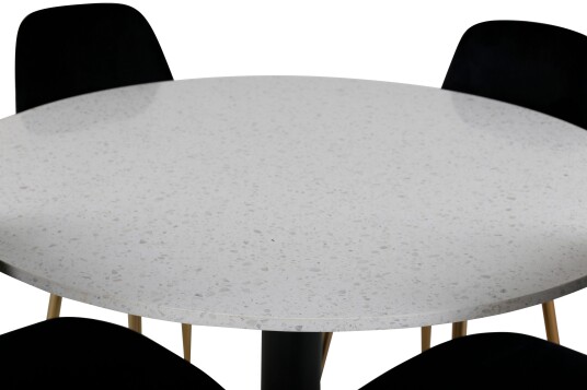 Venture Home Razzia Spisegruppe 106 cm Rund med 4 Polar Stoler Sort/Guld