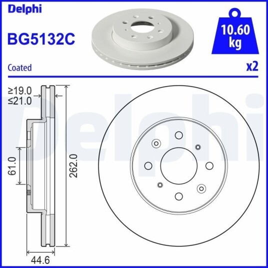 DELPHI BG5132C Bremseskive